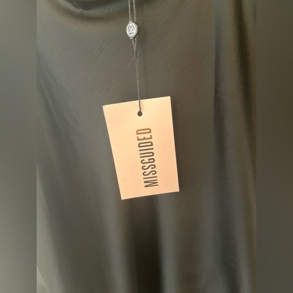 NWT Cowl Neck Satin Slip Dress in Black - Picture 6 of 7